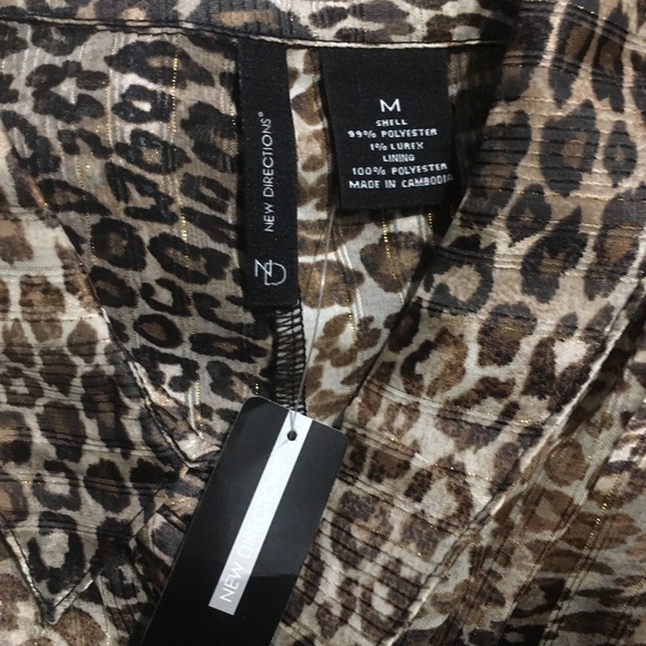 NWT New Directions Brown Cheetah Print Button Up - Picture 5 of 5